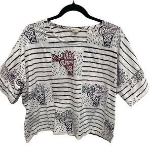 Marketplace handwork of India square boxy shirt embroidered boho women’s Sm-Med